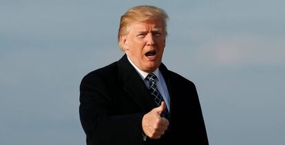 Donald Trump, presidente de EE UU, el pasado día 25, al llegar a la Base de la Fuerza Aérea Andrews, en Maryland (EE UU).