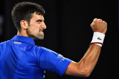 Djokovic celebra un punto.