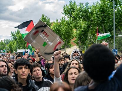 Manifestación por Palestina el pasado martes en el campus de la Universidad Complutense de Madrid.