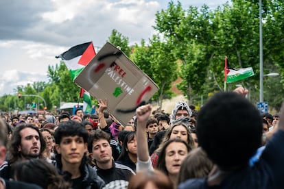 Manifestación por Palestina el pasado martes en el campus de la Universidad Complutense de Madrid.