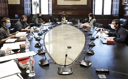 La primera reunión de la Mesa del Parlament, este miércoles, tras la renuncia de Jaume Alonso Cuevillas.