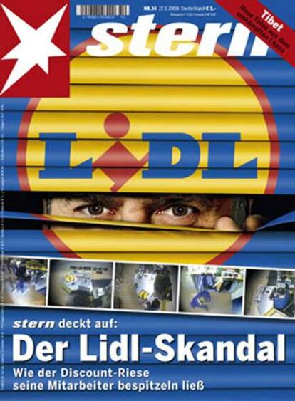 Portada de mañana del semanario 'Stern' en la que denuncia el espionaje de la cadena Lidl sobre sus empleados