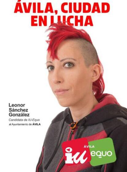 Cartel electoral de Leonor Sánchez, candidata de IU Equo al Ayuntamiento de Ávila.