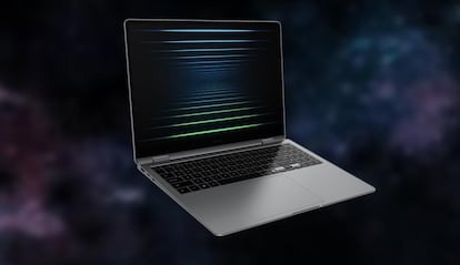 Lateral del portátil Samsung Galaxy Book5 Pro 360 con IA