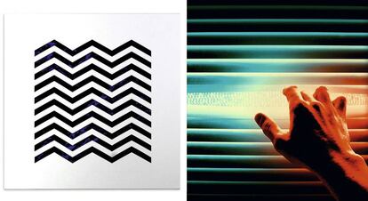 A la izquierda, la reedición de la BSO de ‘Twin Peaks’ de Angelo Baladamenti que se ha hecho esperar 25 años. El diseño, autorizado por Lynch, es del estadounidense Sam’s Myth. A la derecha, ‘Law unit’, de Umberto & Antoni Maiovvi, primer álbum del sello sin película.