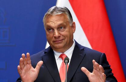 El primer ministro húngaro, VIiktor Orbán, en una rueda de prensa en Budapest, a mediados de mes.