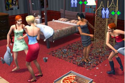 En esta expansión los Sims conviven por primera vez con otros que no puedes controlar. Si tu personaje se pone creativo, montará un grupo de rock para tocar (mal) en los sótanos del campus.