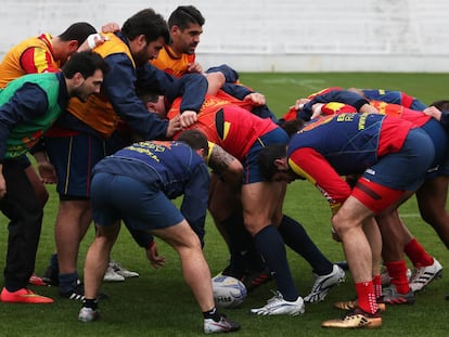 Entrenamiento de la selección española de rugby.