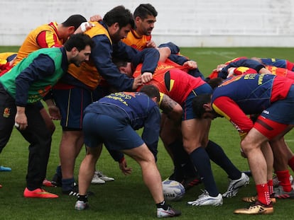 Entrenamiento de la selección española de rugby.