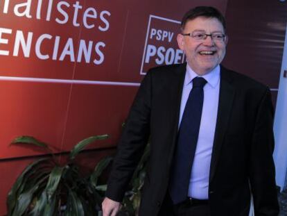 Ximo Puig, este lunes en la sede del PSPV-PSOE.