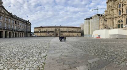 Una imagen insólita, la plaza del Obradorio, en Santiago de Compostela, sin peregrinos, en diciembre de 2020.