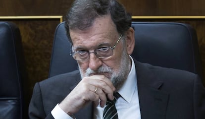 El presidente del Gobierno, Mariano Rajoy durante una sesi&oacute;n parlamentaria en Madrid.