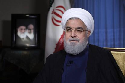 El presidente de Irán, Hassan Rohaní, durante una alocución televisiva el pasado lunes día 6.