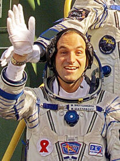 Mark Shuttleworth, el turista espacial, antes de despegar.