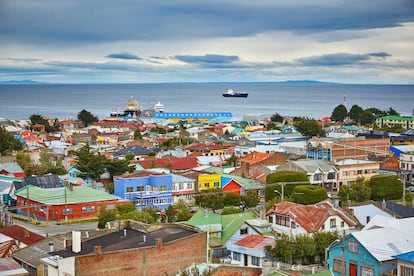 Punta Arenas y el estrecho de Magallanes.