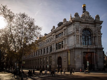 Fachada del Banco de España, en Madrid.