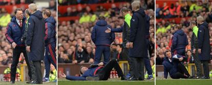 Secuencia en la que Van Gaal se lanza al suelo para emular un penalti durante el United-Arsenal jugado en Old Trafford.