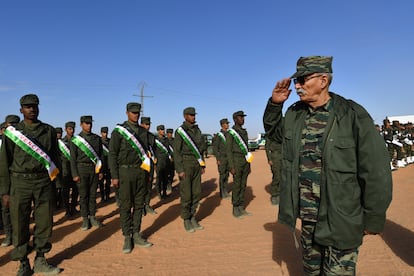 Brahim Ghali, líder del Frente Polisario, el 13 de enero de 2023 en el campamento de refugiados saharauis de Dajla (Argelia).