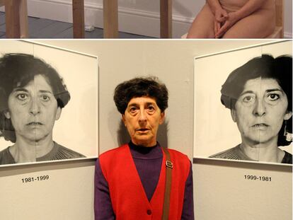 La <i>performance</i> <i>Las cosas </i>(2005, Pontevedra) y, por último, Ferrer junto a una de sus obras expuestas en el museo Artium.