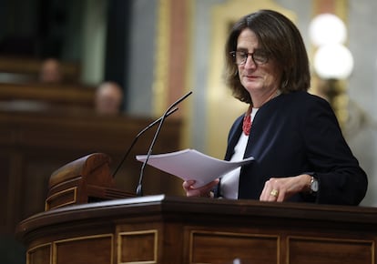 Comparecencia de la vicepresidenta tercera del Gobierno, Teresa Ribera, en el Congreso para explicar su gestión de la dana, este miércoles.