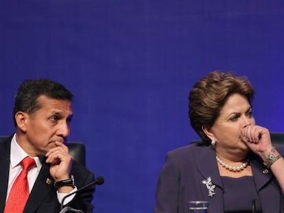 Rousseff e Humala em Lima, em foro empresarial na segunda-feira