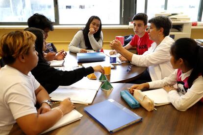 Aula de enlace del Padre Piquer, donde los alumnos reci&eacute;n llegados a Espa&ntilde;a aprenden castellano.