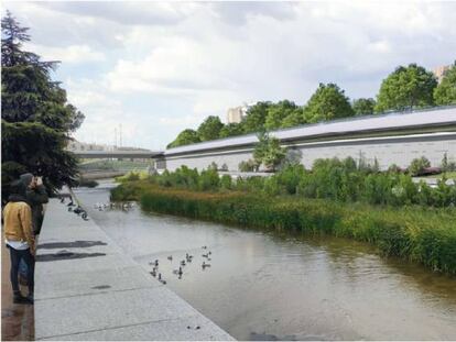 Recreación del tramo de Calle 30 que será soterrado junto al río Manzanares.