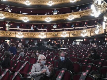 La platea del Liceu durant l'assaig reivindicatiu.