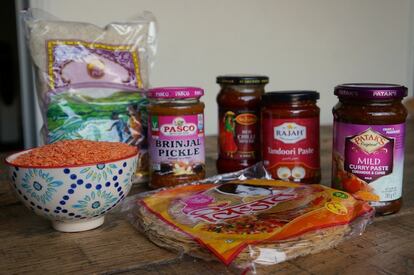 Papadum preach y otros productos indios. / EL COMIDISTA