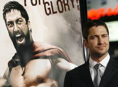 El actor escocés Gerard Butler, durante la presentación del filme <i>300.</i>