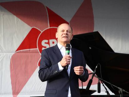 El ministro de Finanzas, Olaf Scholz, el viernes en Turingia. 