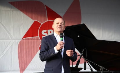 El ministro de Finanzas, Olaf Scholz, el viernes en Turingia. 