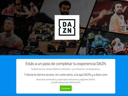 Página de acceso al servicio DAZN.