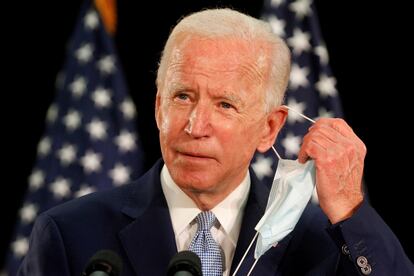 Joe Biden, em um ato de campanha na Universidade Estadual de Delaware, em Dover, na sexta-feira.