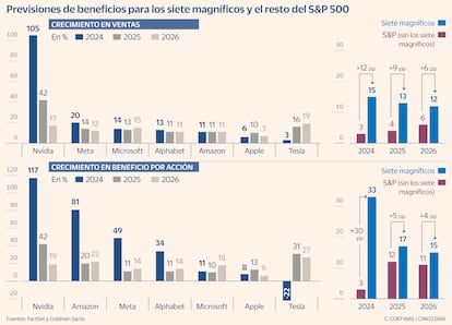 Previsiones de beneficios para los siete magníficos