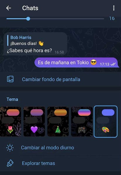 Elegir tema de Telegram