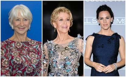 De izquierda a derecha: las actrices Helen Mirren, Jane Fonda y Jennifer Garner.
