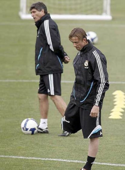 Juande y Guti, el miércoles en un entrenamiento.