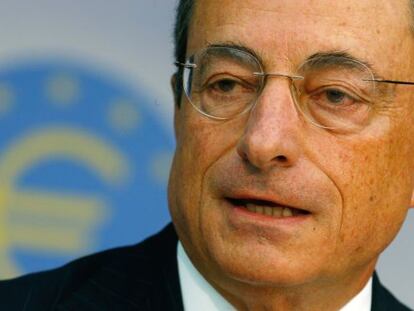 El presidente del BCE, Mario Draghi, en la rueda de prensa.