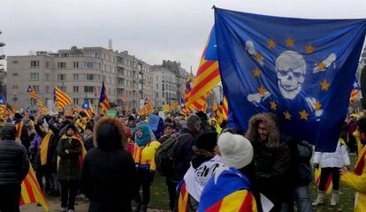 Manifestación de independentistas catalanes en Bruselas