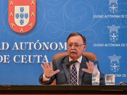 El presidente de Ceuta, Juan Jesús Vivas, en una rueda de prensa el pasado martes en la ciudad autónoma.