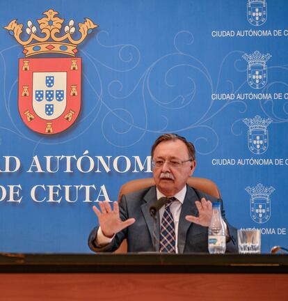 El presidente de Ceuta, Juan Jesús Vivas, en una rueda de prensa el pasado martes en la ciudad autónoma.