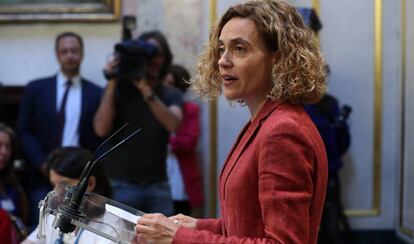 Meritxell Batet, tras la reunión de la Mesa del Congreso.