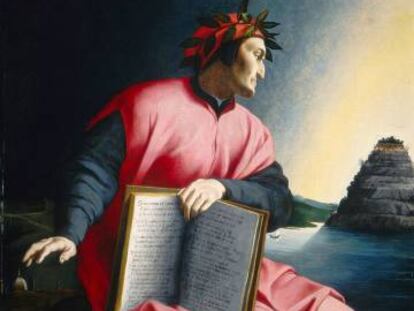 Dante am la 'Divina Comèdia' en una pintura del segle XVI d'autor desconegut, a la Galera Nacional d'Art de Washington.