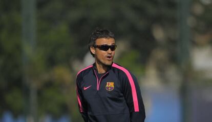 Luis Enrique, en la sesión de este lunes.