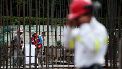 Trabajadores de la construcción en Guatemala .