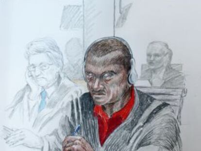 Un retrato del acusado, Sadi Budingo, realizado durante el juicio.
