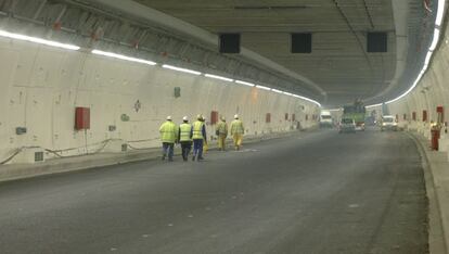 Túnel de la madrileña M-30 durante su fase de construcción.
