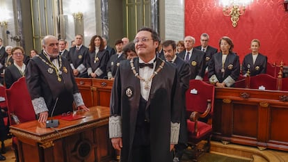 El actual fiscal general del Estado, Álvaro García Ortiz, tras tomar posesión de su cargo en el Tribunal Supremo, en enero de 2024.