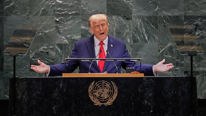 Donald Trump, en el discurso ante la ONU donde despreció el cambio climático, en septiembre de 2025.
